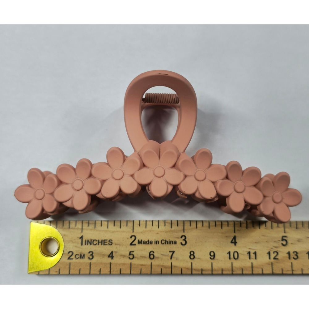 Matte Peach Pink Daisy Flower Large Hair Claw Clip Floral Arched Accessory
